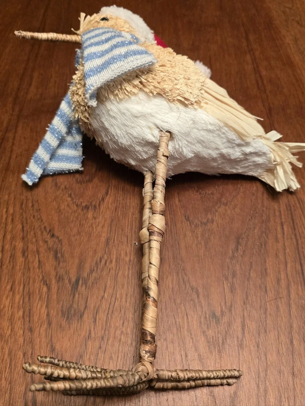 Decorative Straw Bird with Red Hat and Blue Scarf - Brand
